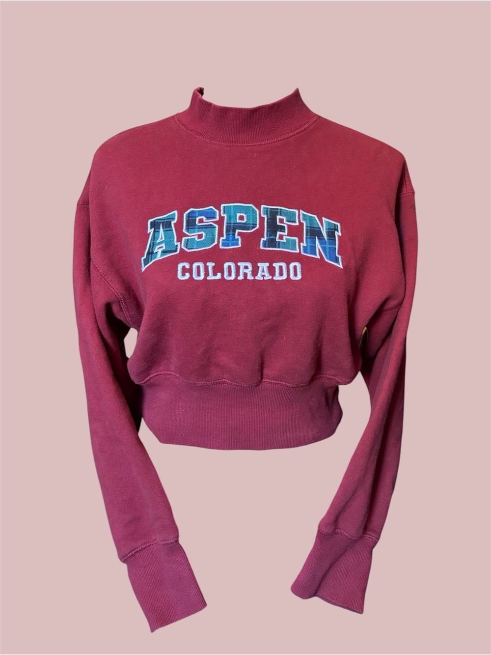 Forever 21 Burgundy Aspen Colorado Cropped Sweatshirt